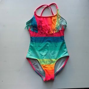 Rainbow Fringe One Piece Bathing Suit